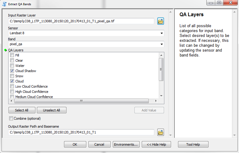 Landsat QA ArcGIS Toolbox Extract Process