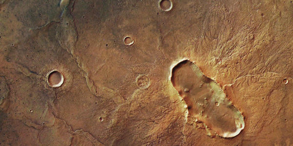 Butterfly shaped crater captured by Mars Express