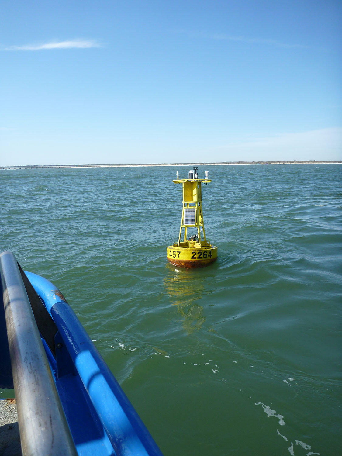 Buoy with meteorological sensors deployed at Matanzas Inlet