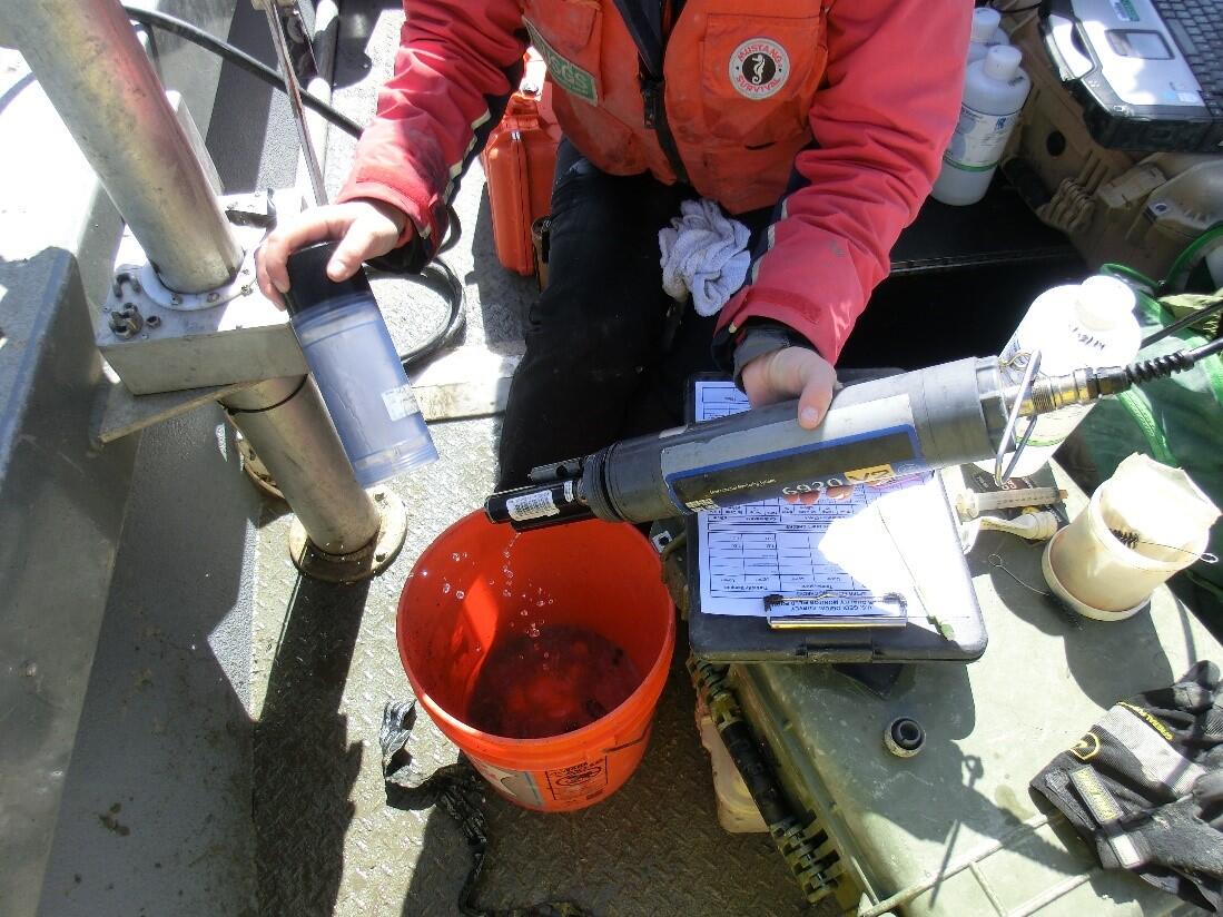 Water quality sonde being serviced at a San Francisco Bay station