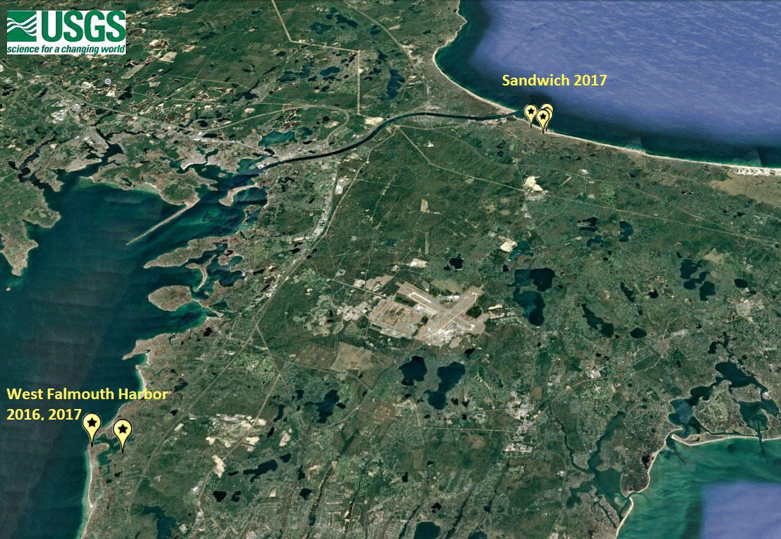 Map shows where data were collected for the oceanographic time-series datasets