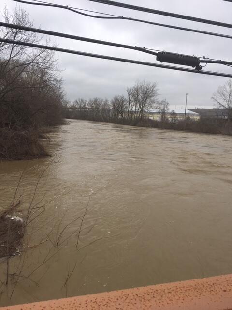 Cuyahoga River at Independence OH - flood water view from bridge