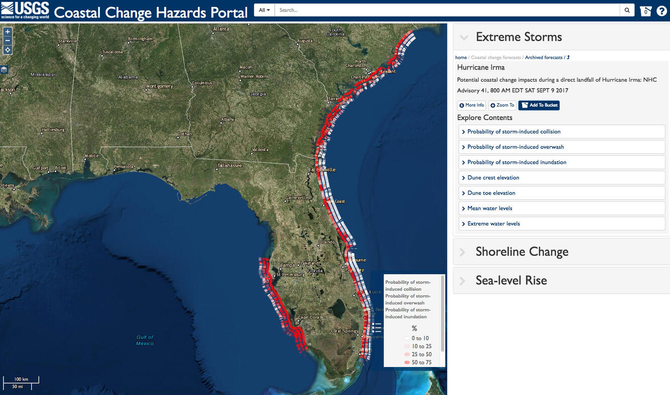 Potential coastal change impacts for Hurricane Irma - Sept. 9, 2017