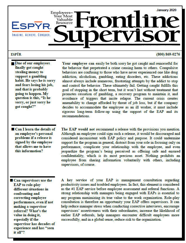 Frontline Supervisor January 2020