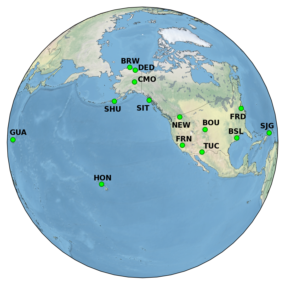 USGS Geomagnetic Station Map