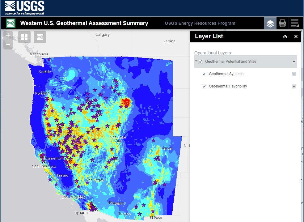 US Geothermal Favorability Application Map Image