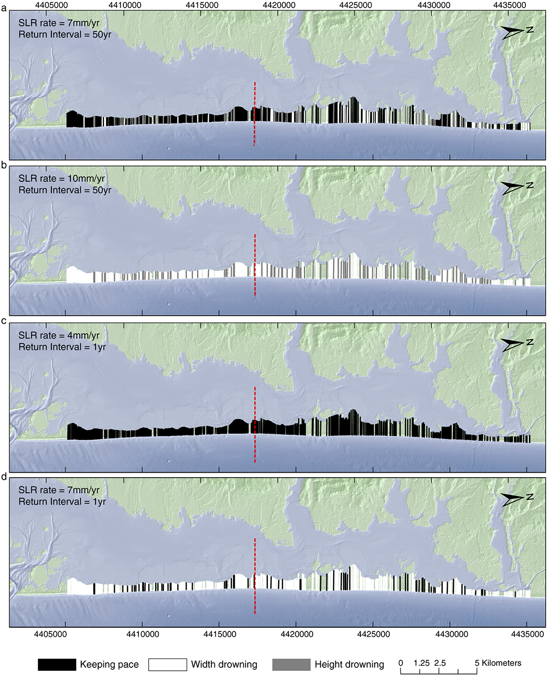 Alongshore-varying forecasts of barrier island response to sea-level rise