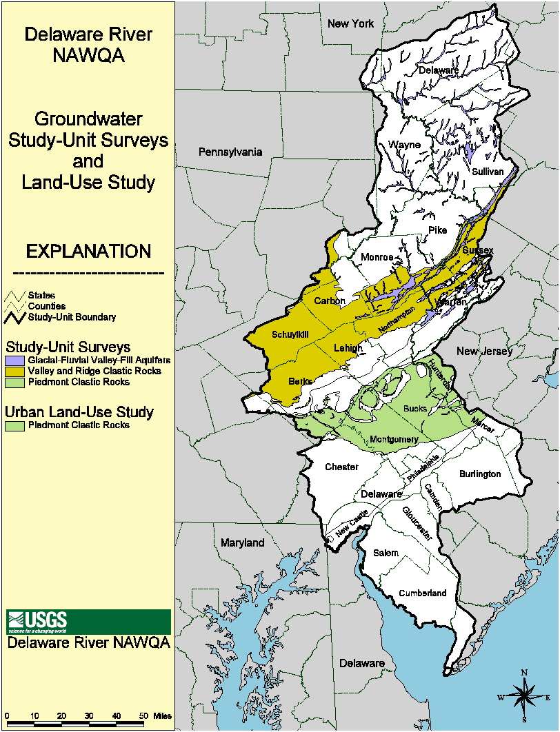 Map of Delaware River basin Groundwater