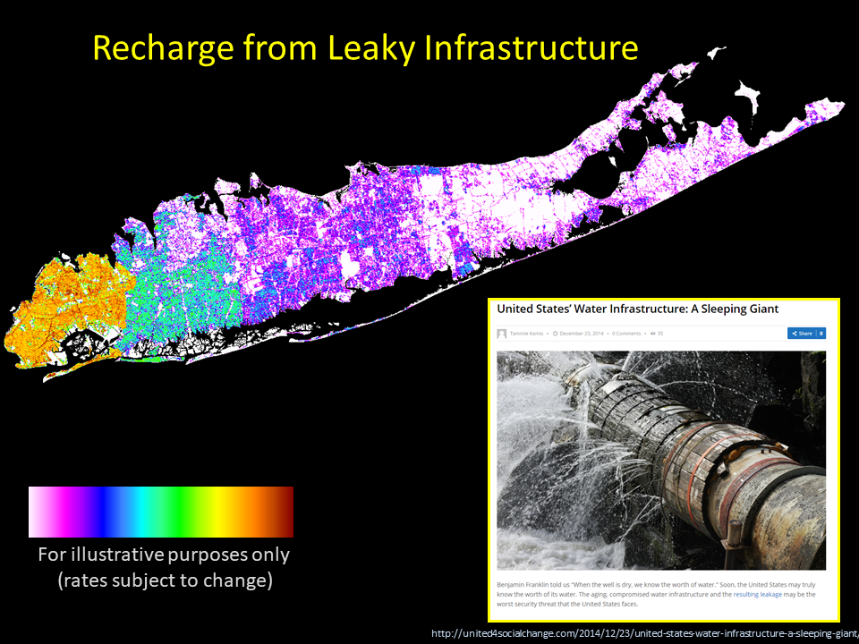 multicolored illustration of Long Island of leaky infrastructure