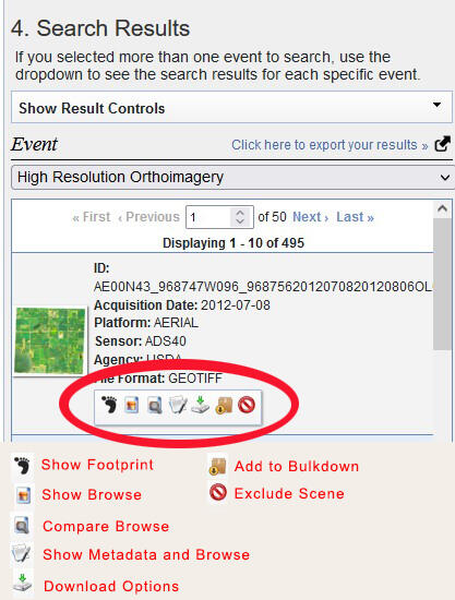 Screenshot from HDDS viewer of the search results icons to use.