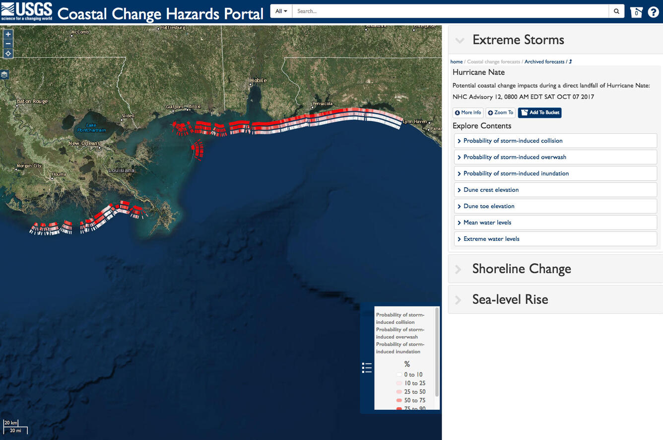 Potential coastal change impacts for Hurricane Nate - Oct. 7, 2017