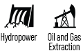 Hydropower and Oil and Gas Extraction icons