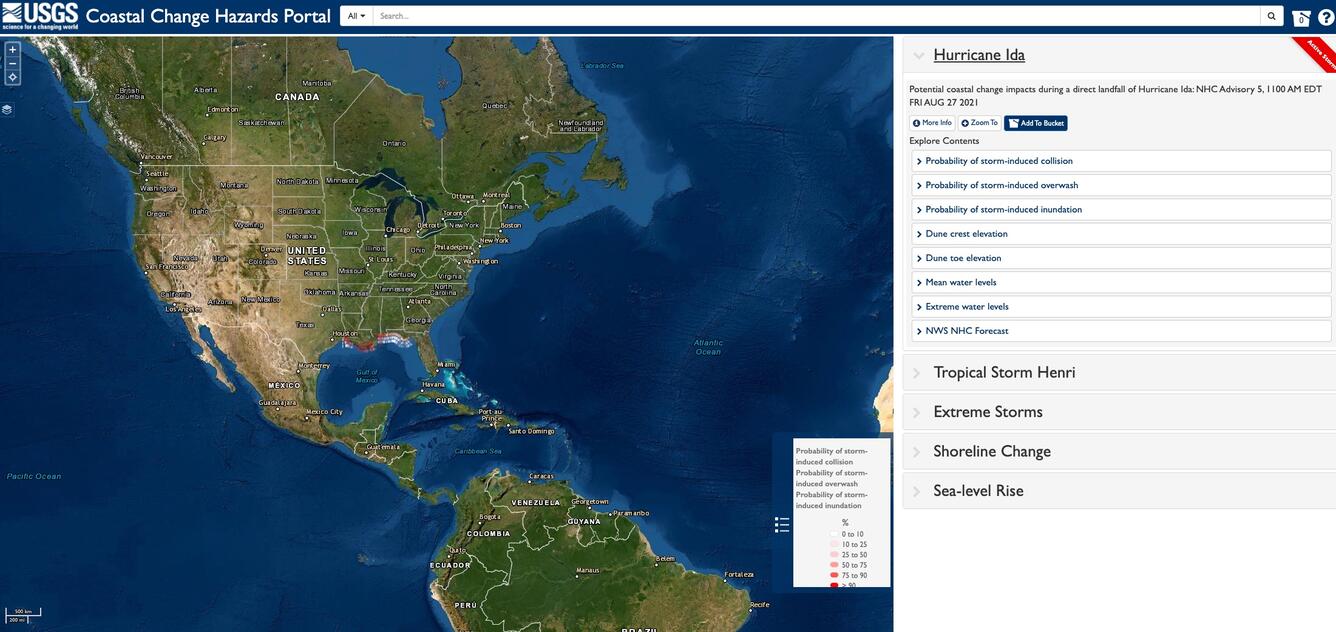 Potential coastal change impacts during Hurricane Ida - Aug. 27