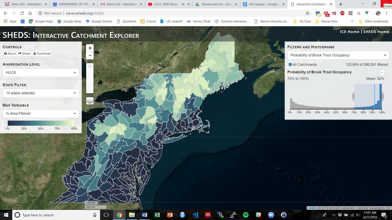 Screenshot of the Interactive Catchment Explorer