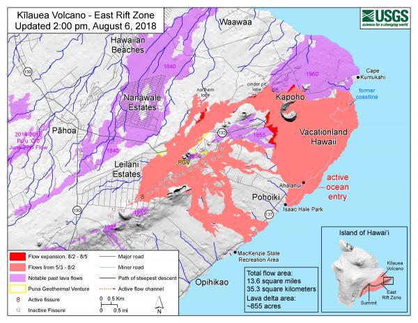 Map showing fissure flows