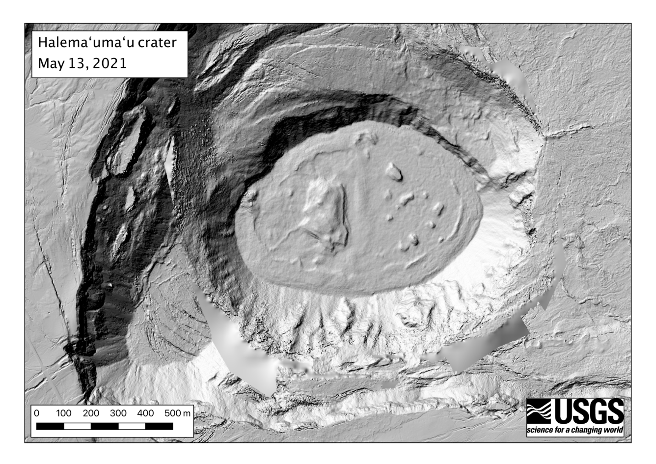 Digital elevation model of crater and lava lake