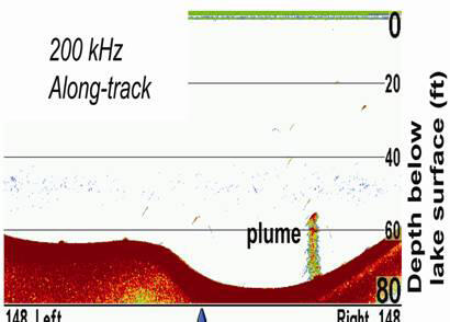 Methane plume imaged by a fishfinder