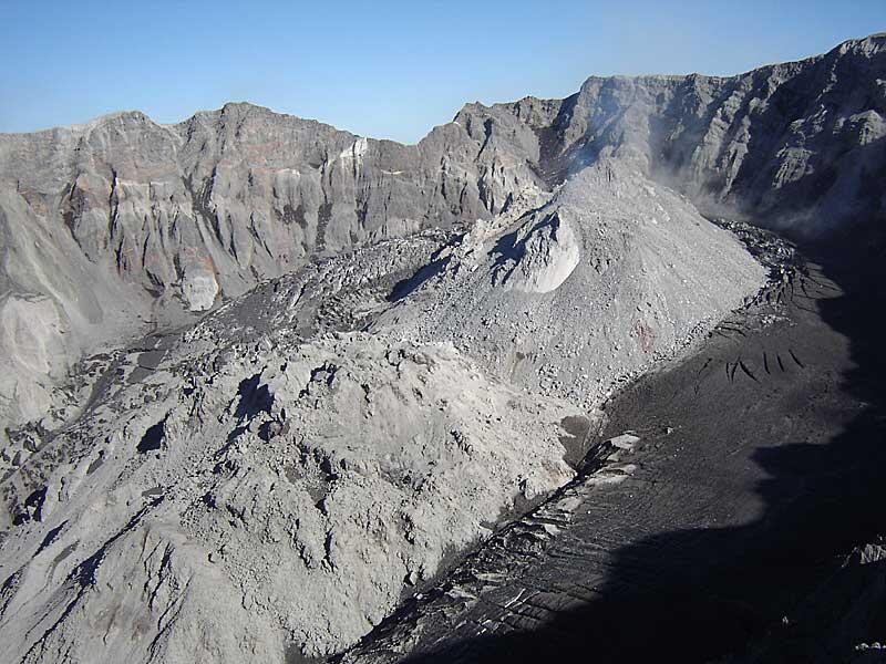 Mount St. Helens crater and dome, as seen from the northwest.