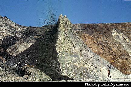 Lava spattering from the top of a small cone