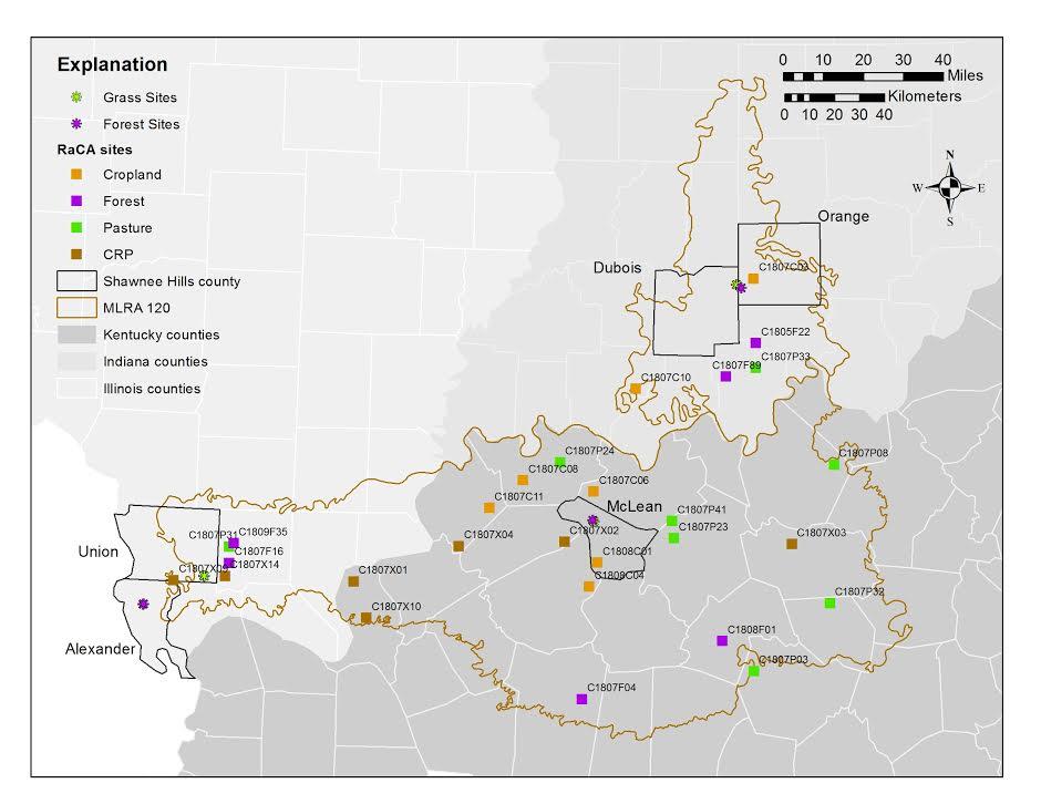 Sites used for soil-water availability modeling