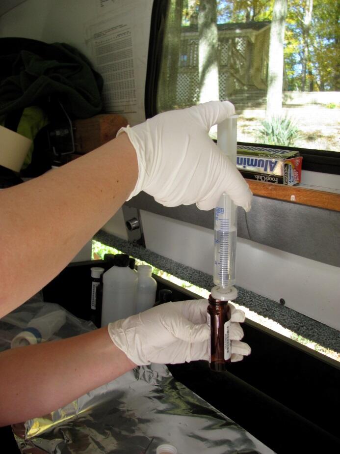 Processing water-quality samples to be analyzed for pesticides