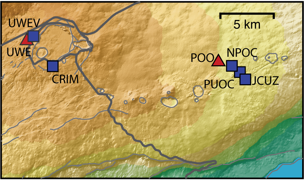 Select deformation instuments located on Kīlauea Volcano