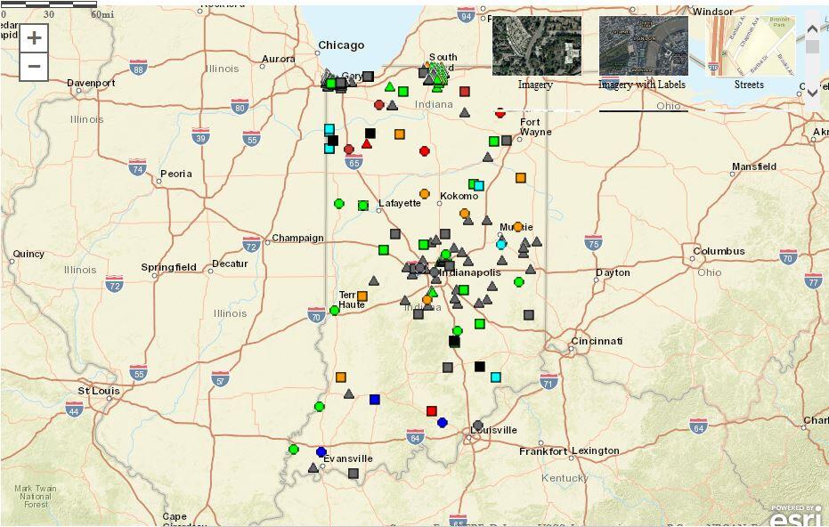 Indiana Groundwater Network Map of Sites