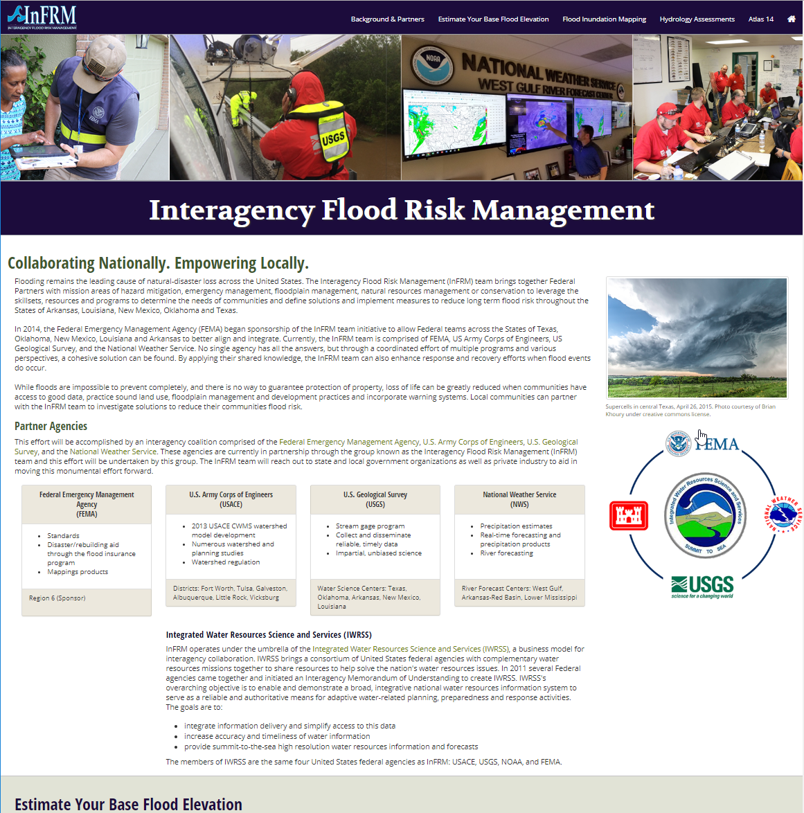 Screen shot of the Interagency Flood Risk Management web site