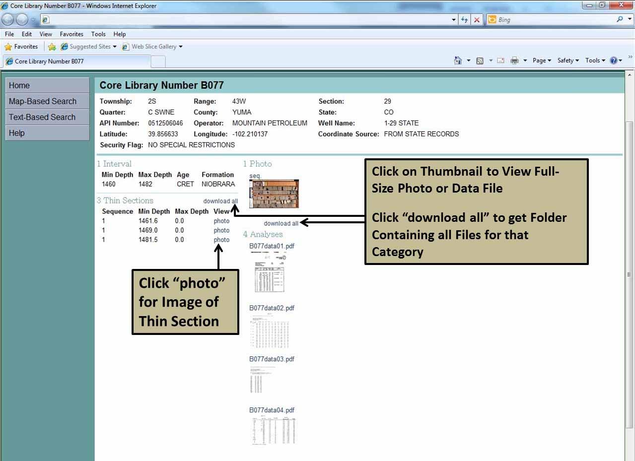 Core intervals and links to images