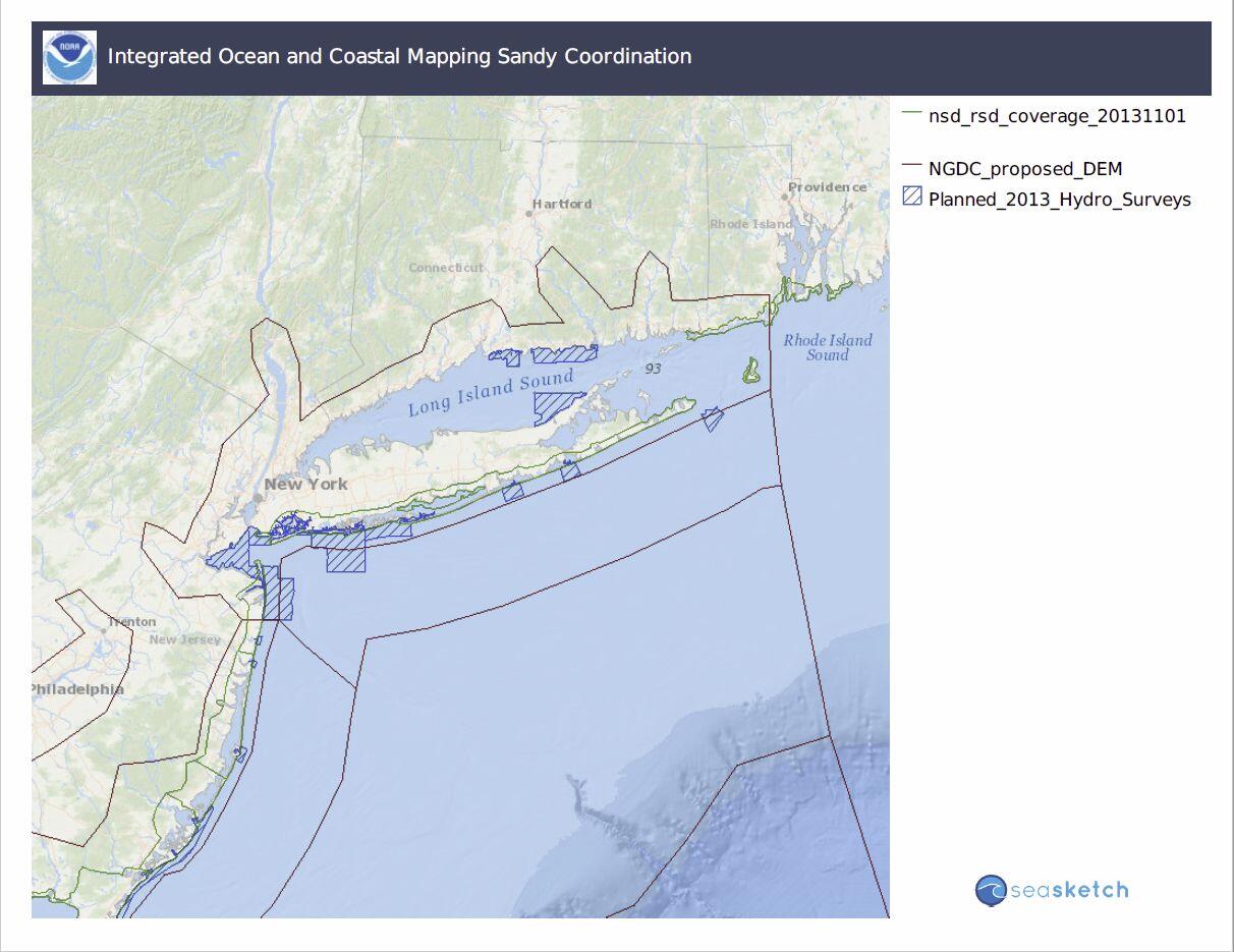 Integrated ocean and coastal map of Sandy Coordination