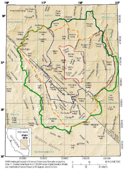  Map of Study Area, Inyo County, California.