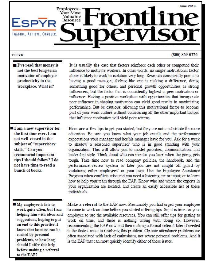 Frontline Supervisor June 2019 Front cover
