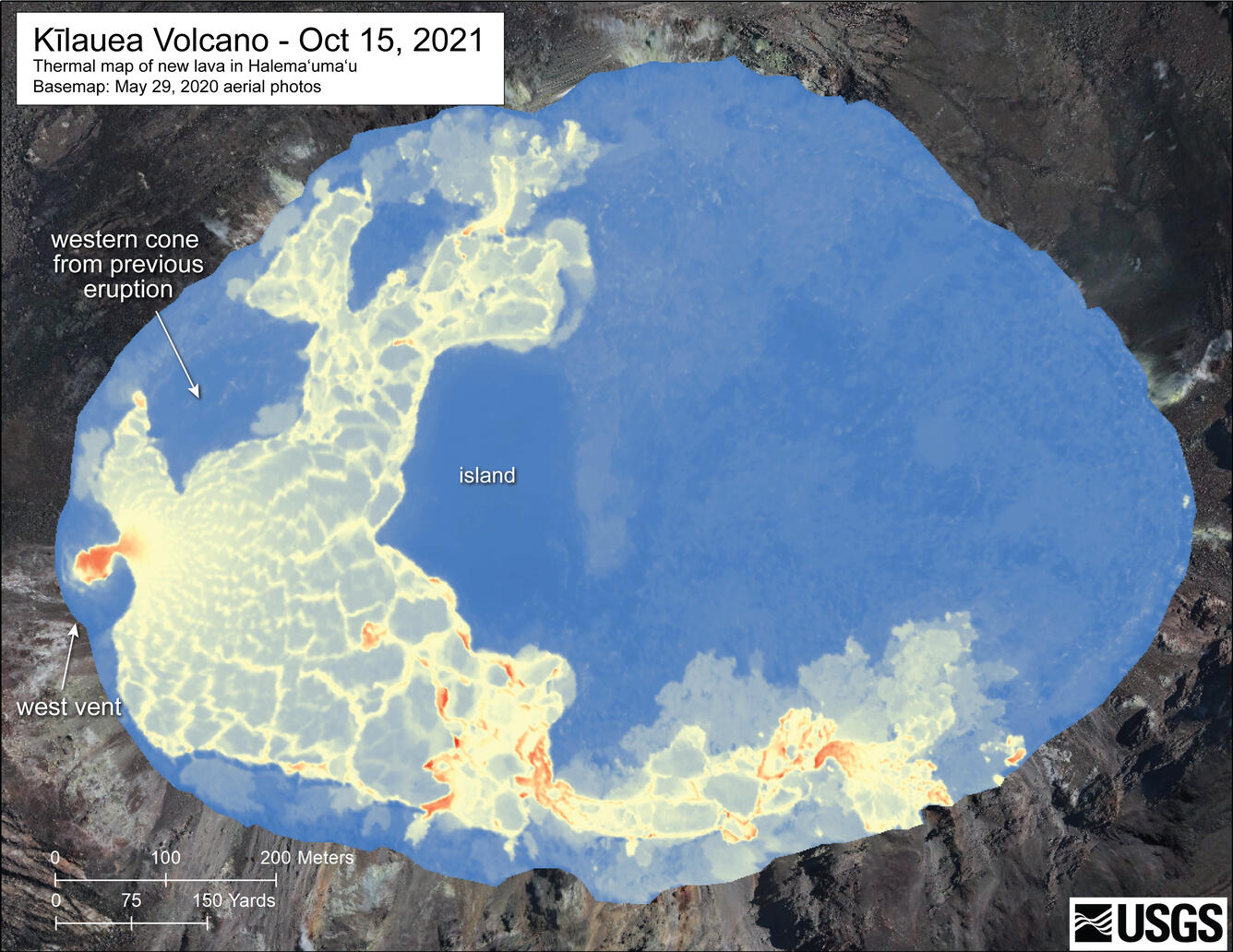 Color map of lava lake temperature