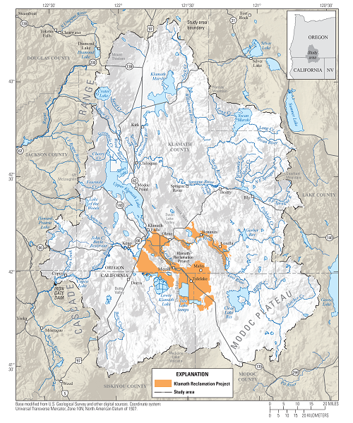 Map of the upper Klamath Basin