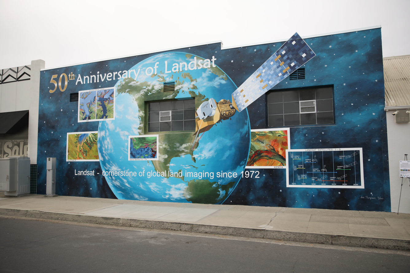 Color photo of Landsat mural in Lompoc, CA