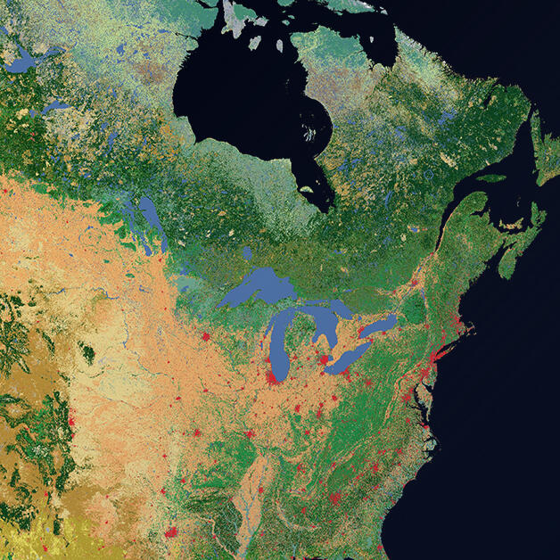 Color map of land cover from North American Land Change Monitoring System