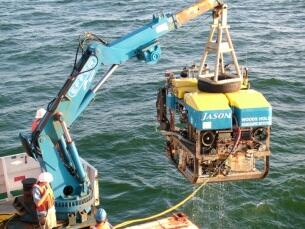 ROV Jason being brought out of the water