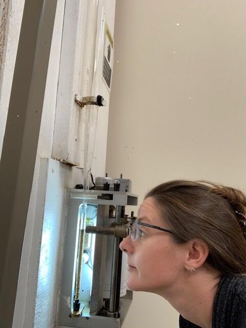 Hydrologic Technician Assesses Samples in CMWSC Sediment Lab