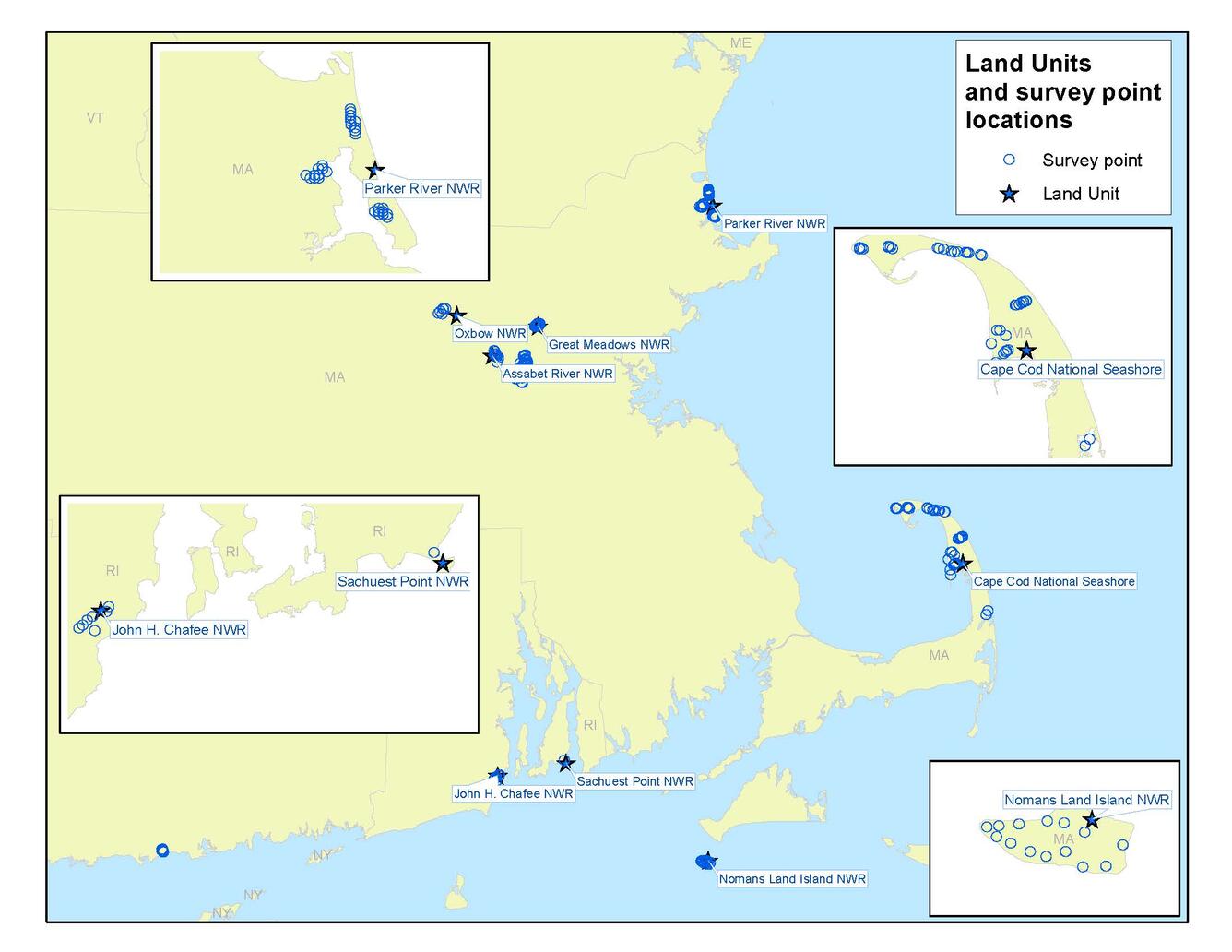 National Wildlife Refuge Survey locations