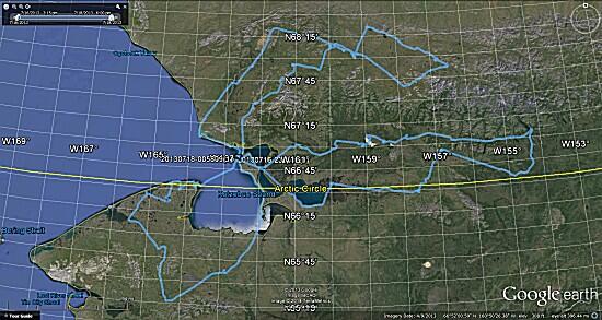 Flight photographic transect routes in northwest Alaska, July 16-18, 2013