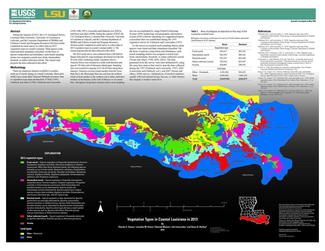Vegetation types in coastal Louisiana in 2013