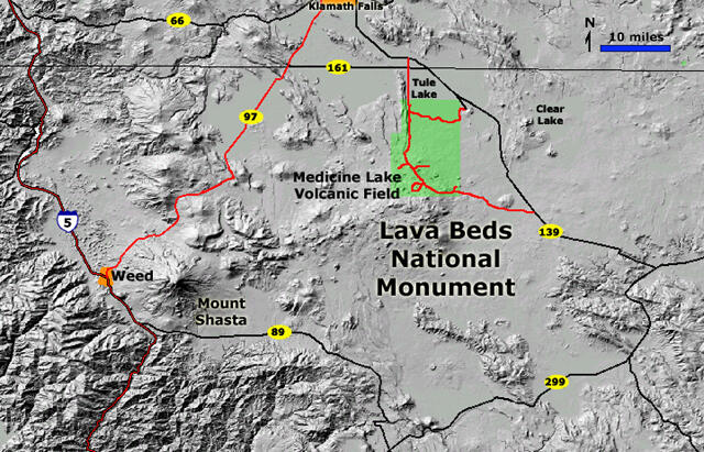 A map of Lava Beds National Park