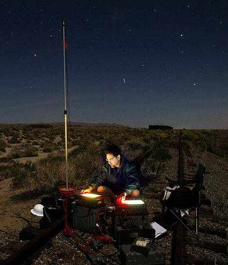 Mark Goldman collecting seismic data