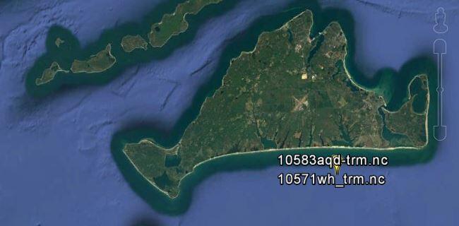 Screen capture of google earth study sites for Martha's Vineyard data release