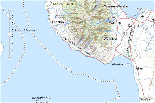 Map illustrates the coast of an island with labels to show location.