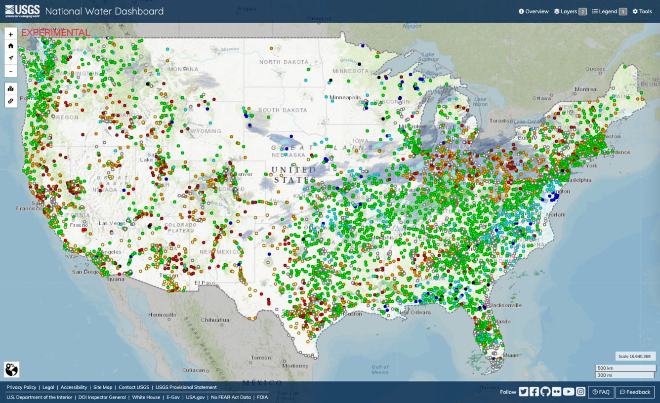 Screenshot of the National Water Dashboard