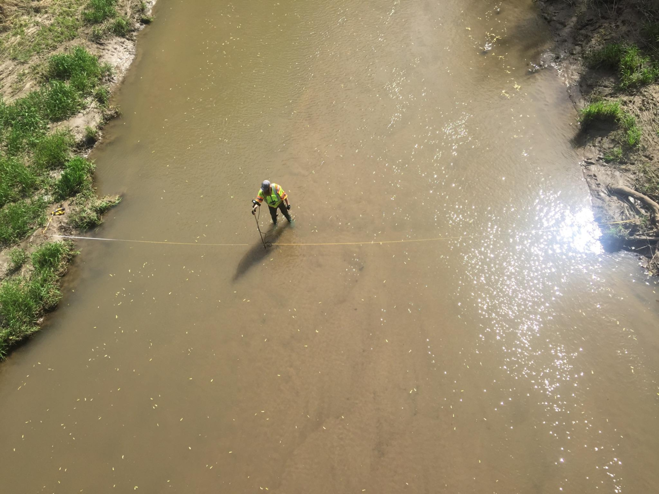 USGS Hydrologist taking routine measurement