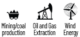 Mining, Oil and Gas Extraction, and Wind Energy icons