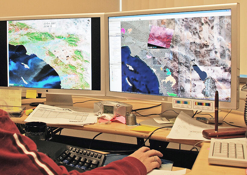 Scientist working on hydrologic model