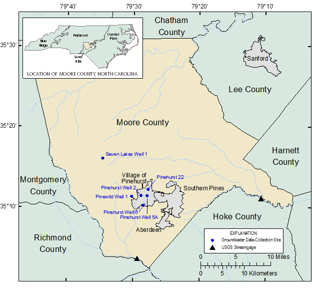 Moore County, NC Groundwater-Level Monitoring Map